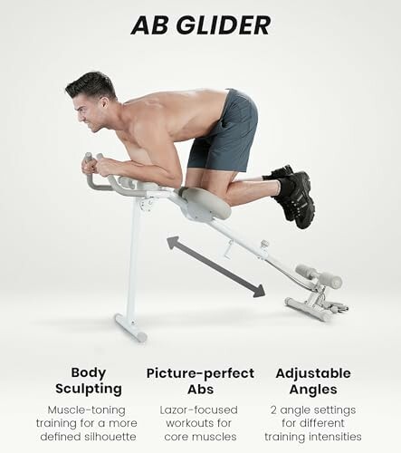 Man using ab glider for core workout with adjustable angles.