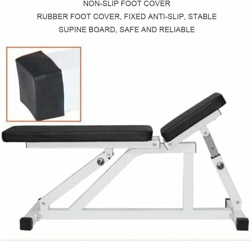 Adjustable weight bench with non-slip foot cover.