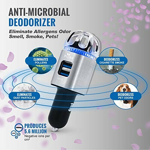 Anti-microbial deodorizer for allergens, smoke, and pet odors.