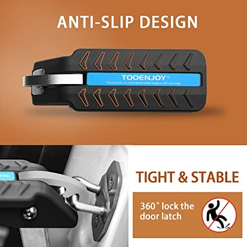 Anti-slip design door latch with 360-degree lock feature.