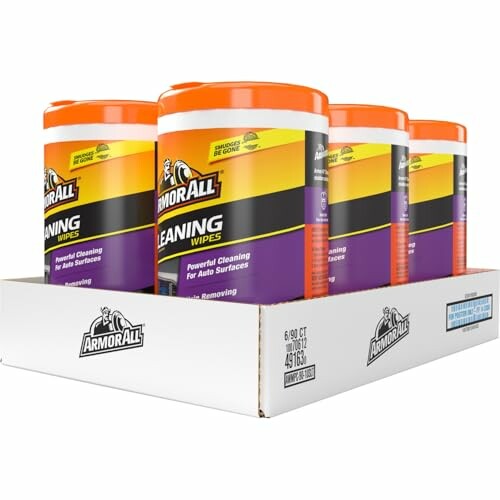 Pack of Armor All cleaning wipes in orange containers.