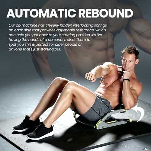 Man using an ab machine with adjustable resistance springs.