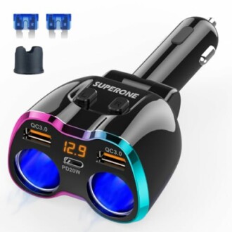 SUPERONE 180W 2-Socket Cigarette Lighter Adapter