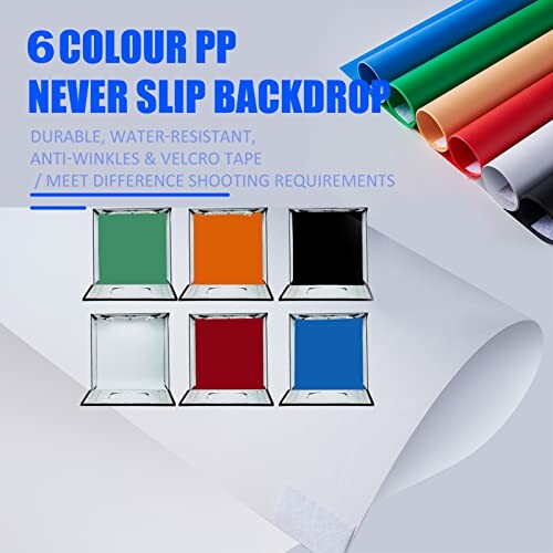 Six color options for a never slip PP backdrop with durability features.