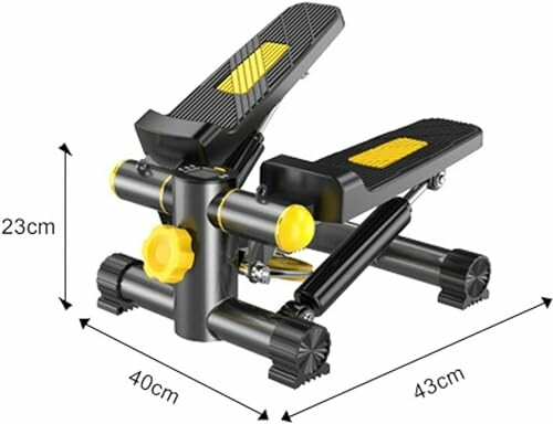 Compact stepper exercise machine with dimensions 40cm x 43cm x 23cm.