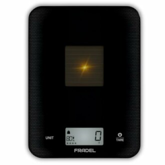 Digital kitchen scale with LED display.