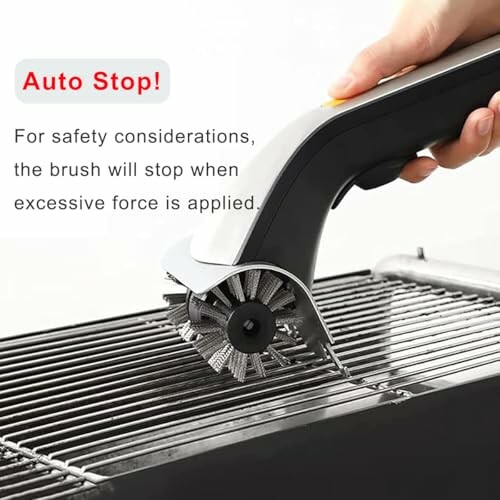Electric grill cleaning brush with auto stop feature