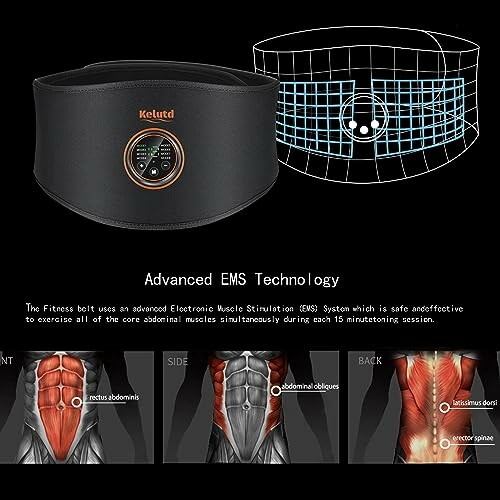 EMS abdominal belt with muscle stimulation technology.