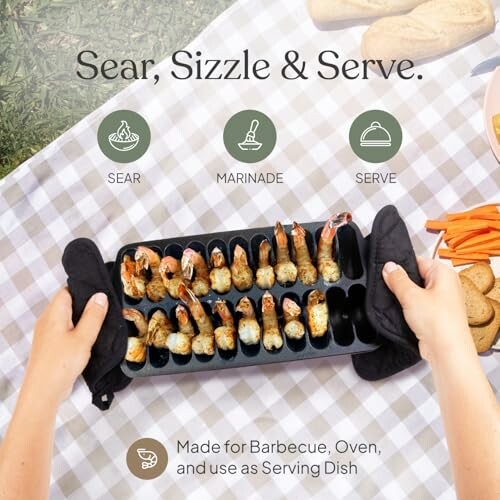 TOMO Cast Iron Shrimp Grill Pan