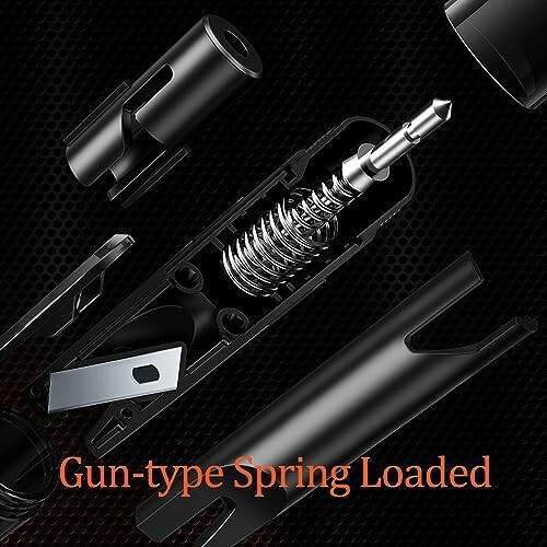 Exploded view of gun-type spring-loaded mechanism.