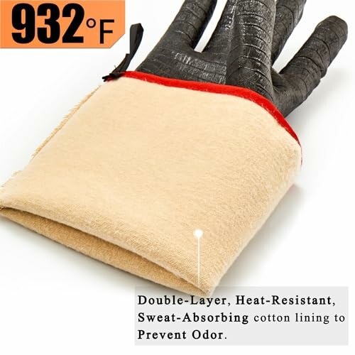 Heat-resistant glove with double-layer cotton lining.