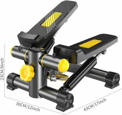 Compact mini stepper exercise machine with dimensions labeled.