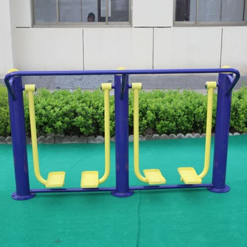 Outdoor Fitness Equipment outdoor fitness equipment with blue frame and yellow pedals