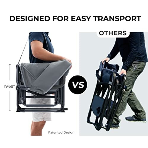 Comparison of two portable chairs, highlighting ease of transport.