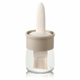 Silicone basting brush with storage jar