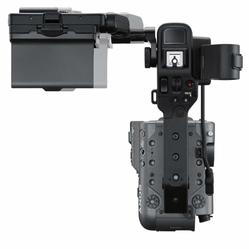 Top view of a Sony camera with accessories attached.