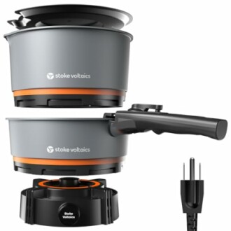 Stackable electric cookware with detachable handle and power cord