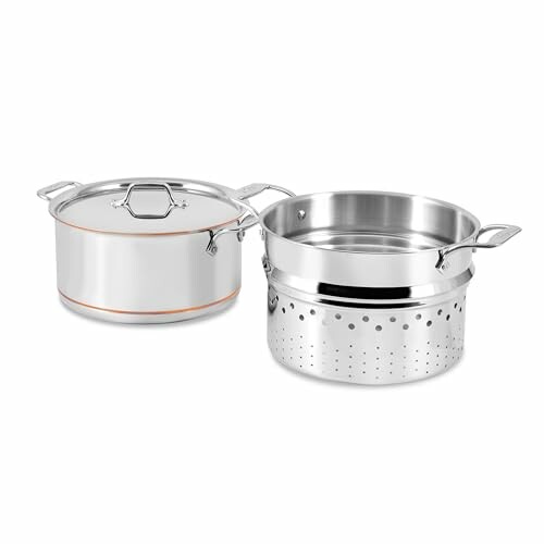 Stainless steel cookware set with pot and steamer insert