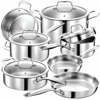 LEGEND COOKWARE 3 Ply Stainless Steel Pots and Pans Set