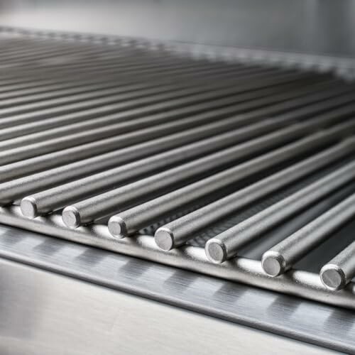Close-up of stainless steel grill grate