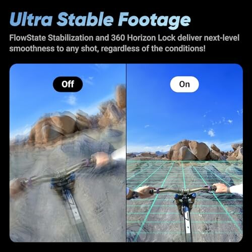 Comparison of footage with and without stabilization.