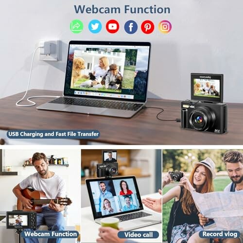 Digital camera used as a webcam for video calls and vlogging.